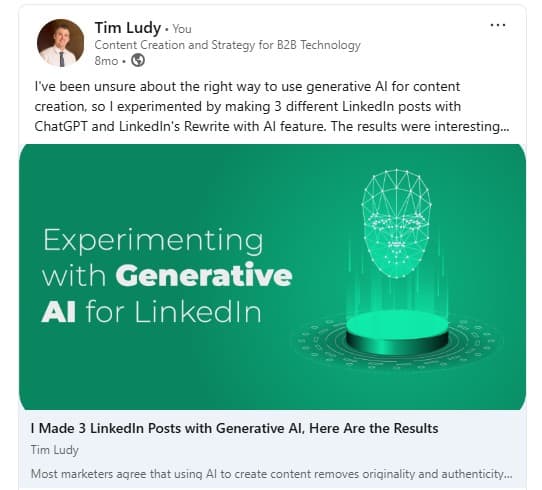 LinkedIn Post with Blog Preview Image